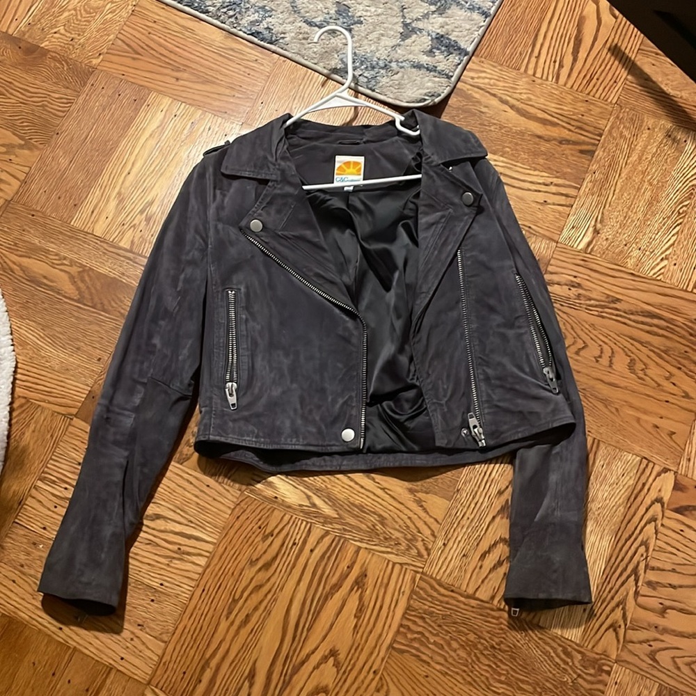 C&C California size medium gray suede fitted jacket